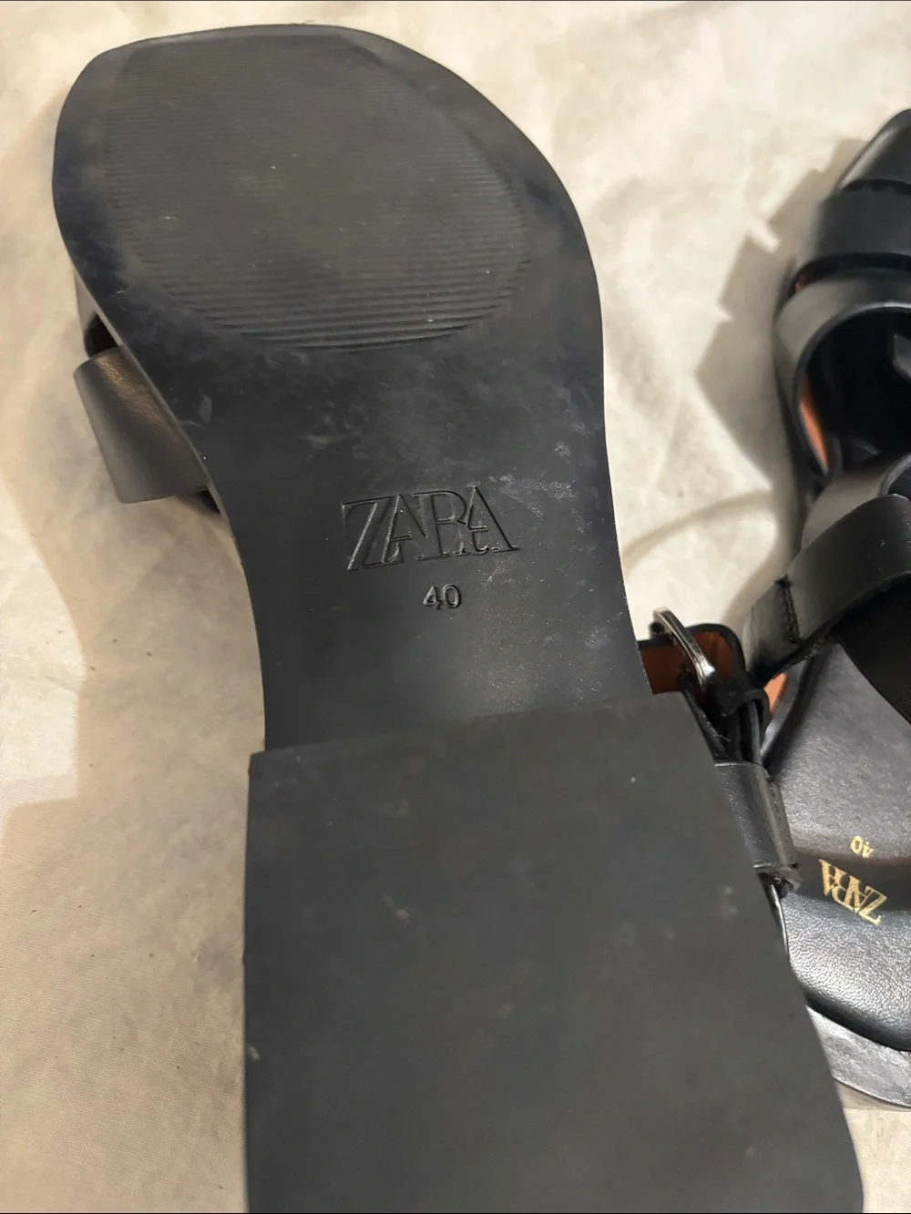 Zara Black Woven Leather Ankle-Strap Sandals - Picture 5 of 7